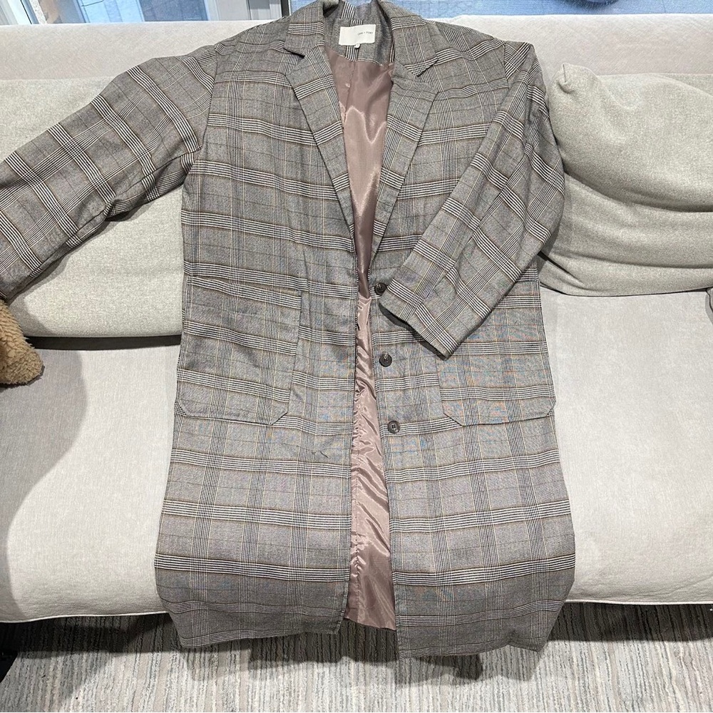Oak and Fort Long Plaid Trench One Size